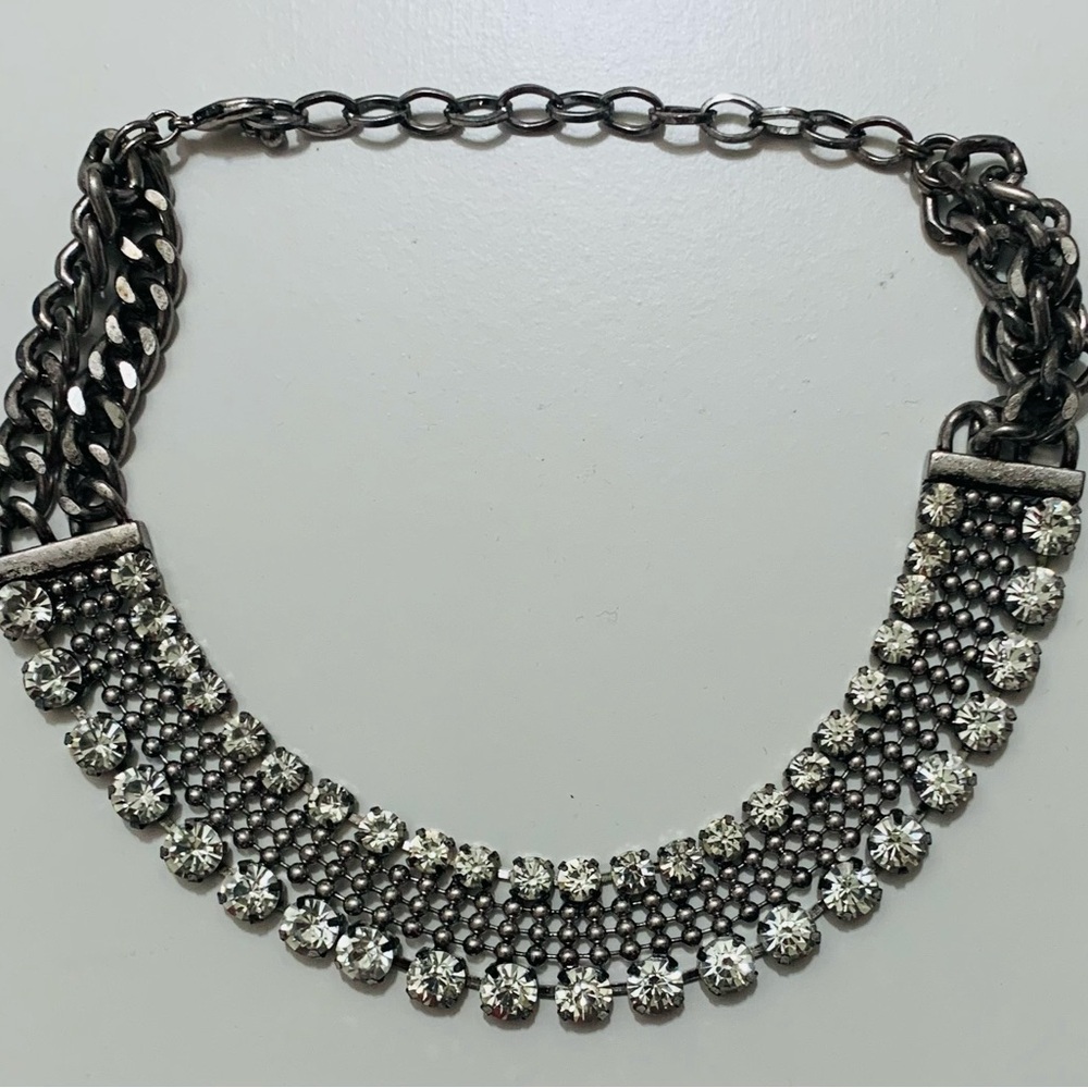 Brand new in Box.  
Elegant Silver Crystal Necklace by Dylanley.